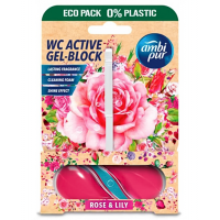 Гелевый подвесной блок для туалета Ambi Pur WC Active Gel-Block с Роза и лилия, 45 г